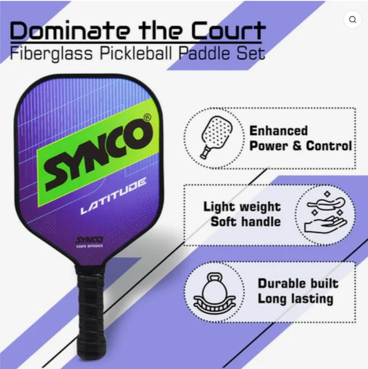 Synco Pickleball Paddle Racket Performance Lightweight Fiberglass Polypropylene Honeycomb Core with Cushion Comfort Grip - 16mm