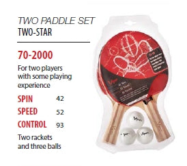 Viper Two Star T.T. 2 Rackets & 3 Ball Set