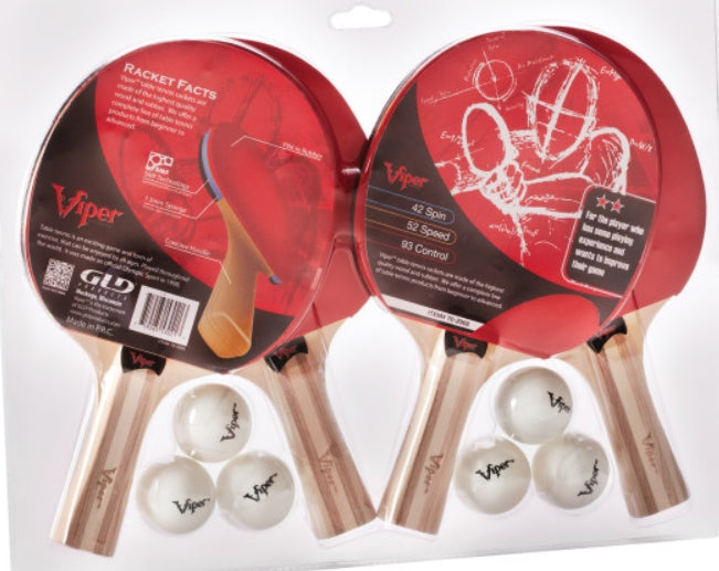 Viper Two Star T.T. 4 Rackets & 6 Ball Set